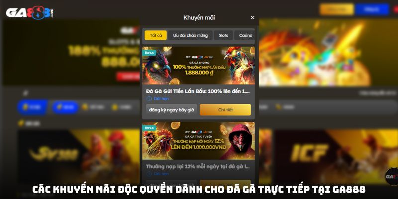 Các khuyến mãi độc quyền dành cho đá gà trực tiếp tại GA888