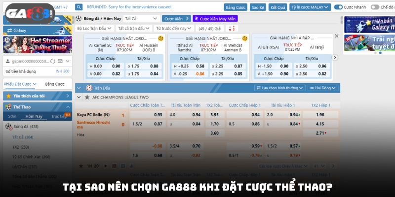 Tại sao nên chọn GA888 khi đặt cược thể thao?