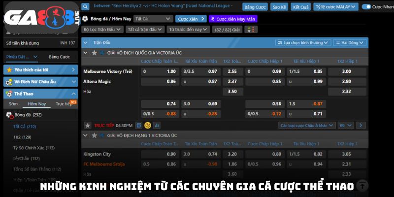 Những kinh nghiệm từ các chuyên gia cá cược thể thao