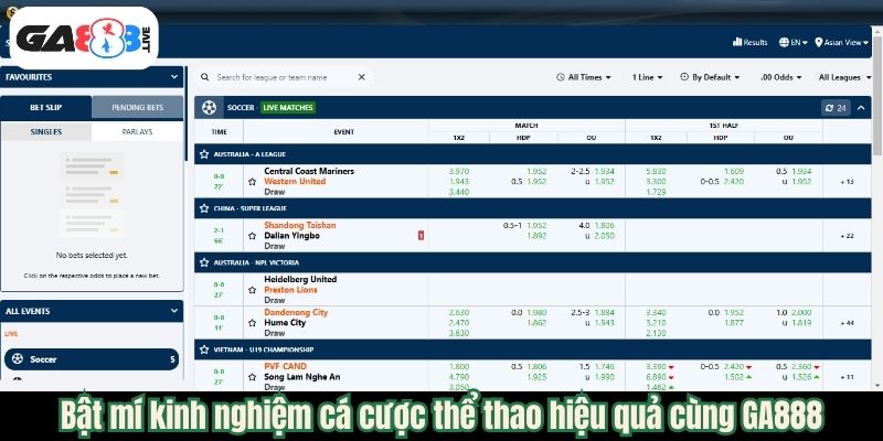 Bật mí kinh nghiệm cá cược thể thao hiệu quả cùng GA888