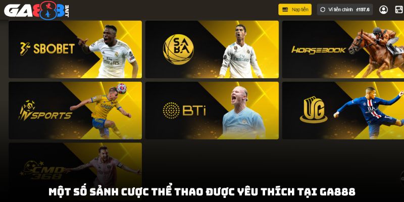 Một số sảnh cược thể thao được yêu thích tại GA888